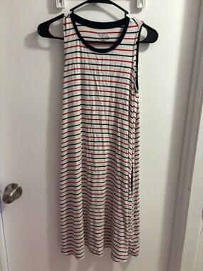 5/$25 4th of July Time and Tru White Navy and Red Striped Sleeveless Dress